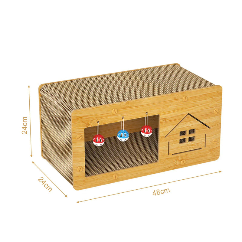 Cat House Scratcher with 3 Balls