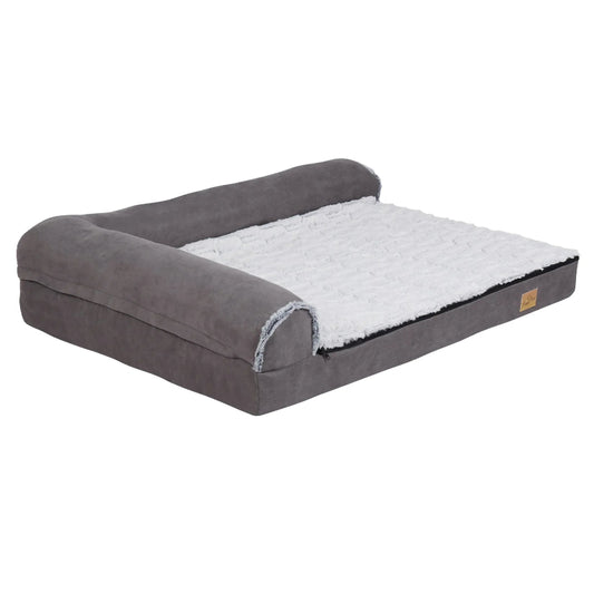 Bolster Dog Bed for Extra Large Dogs, Memory Foam Orthopedic.